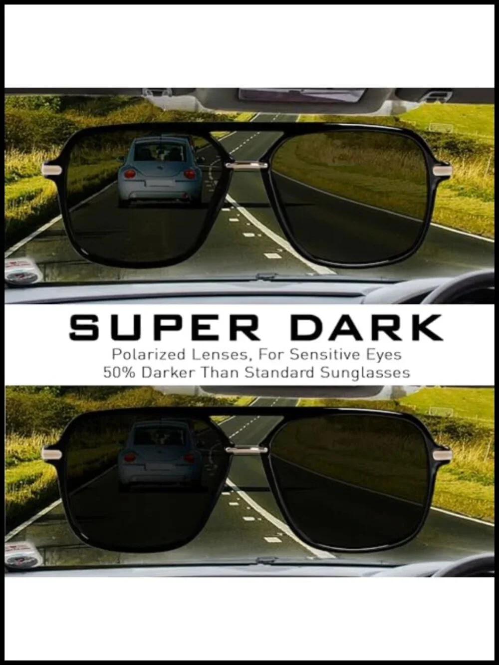 Polarized Retro Square Aviator Sunglasses UV400 Double Bridge Unisex
